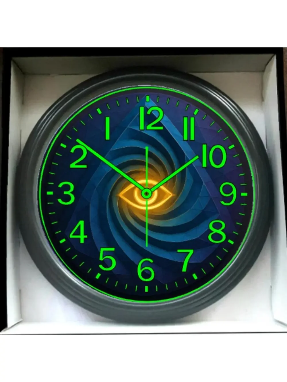 Glow-in-Dark Reverse Ticking Wall Clock 3D Dimensional New!